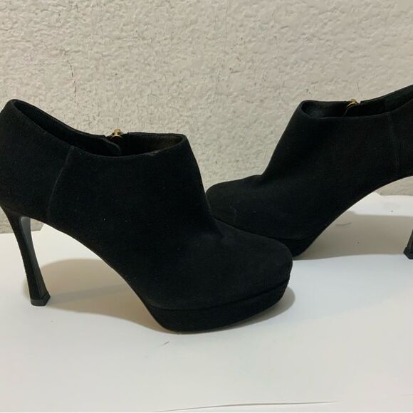 Yves Saint Laurent Paris Black Suede zip Booties Size 37.5 - Picture 2 of 16